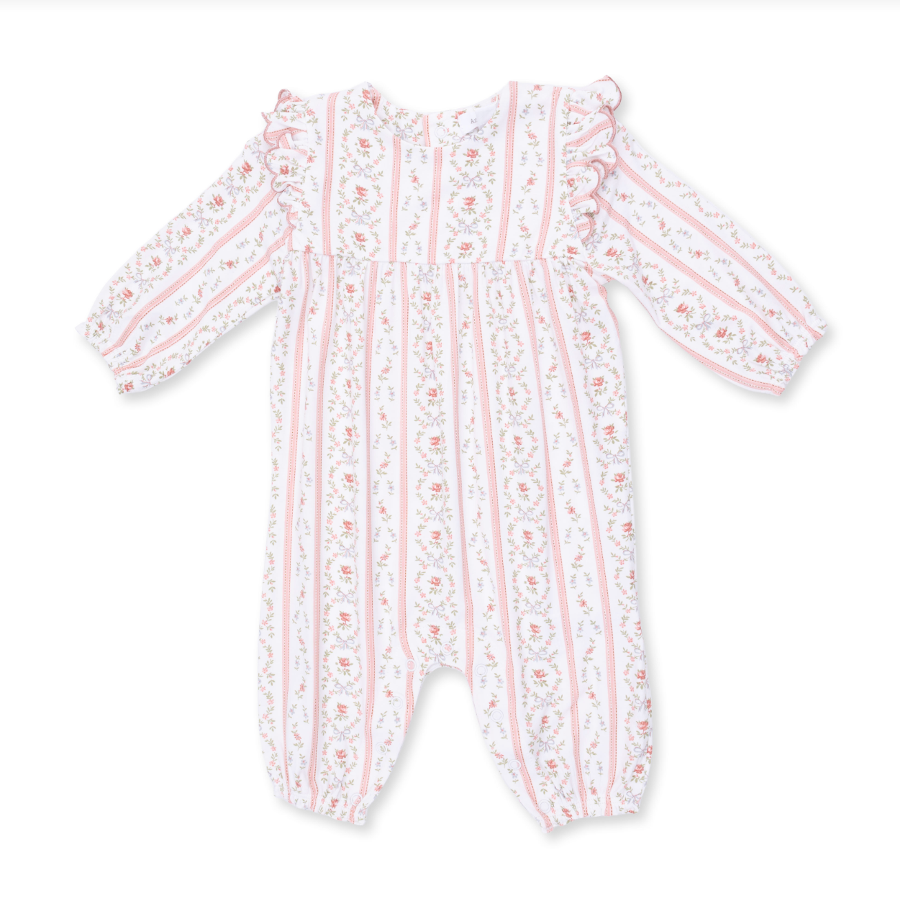 Marnie Rosebud Stripe - Long Sleeve Petal Ruffle Romper