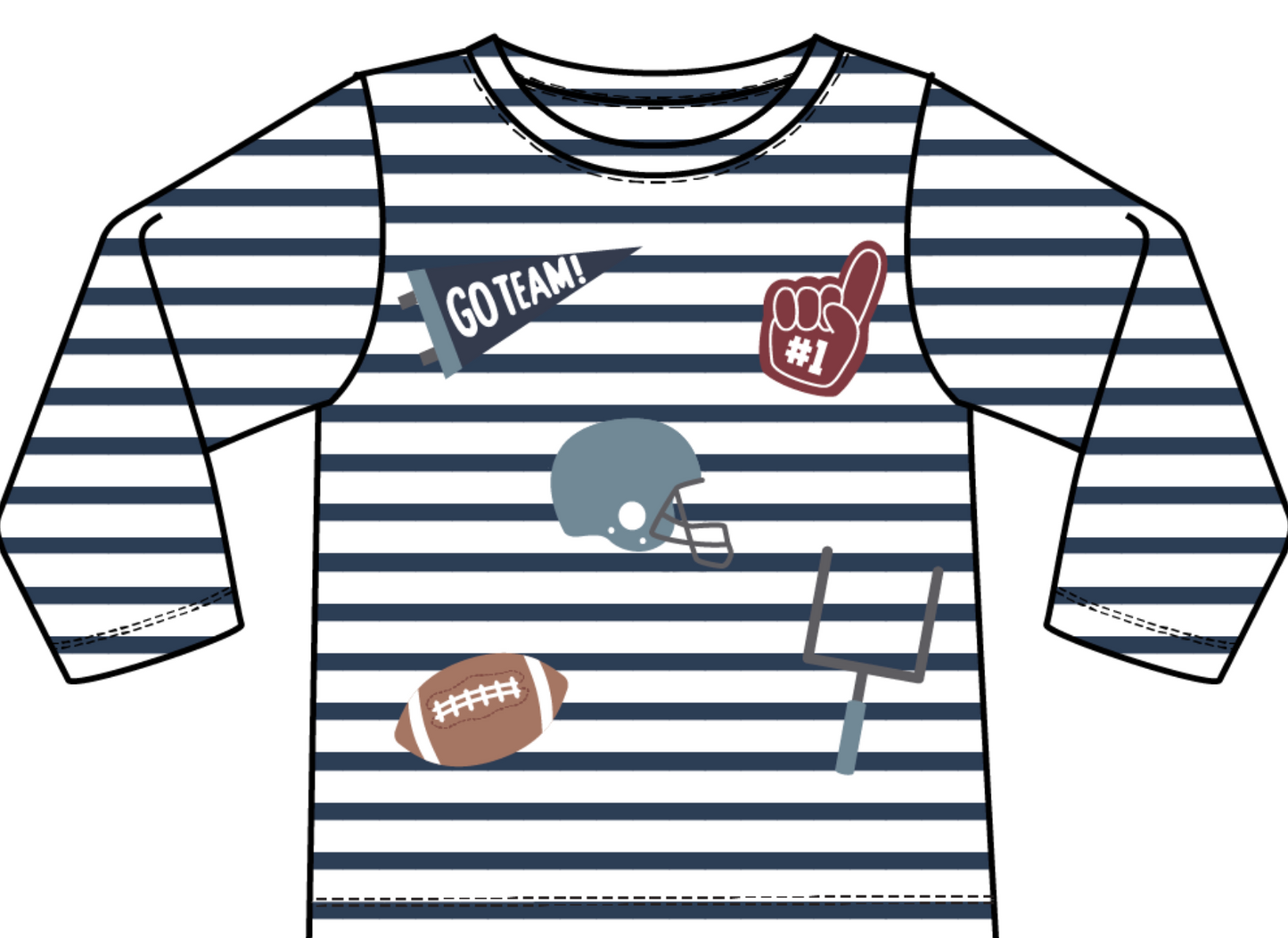 Football Navy - Long Sleeve Uni Shirt