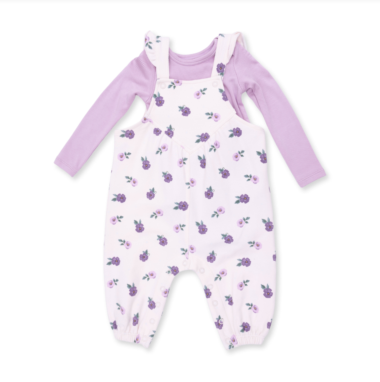 Violetta Floral - Ruffle V-Overalls and Long Sleeve Bodysuit