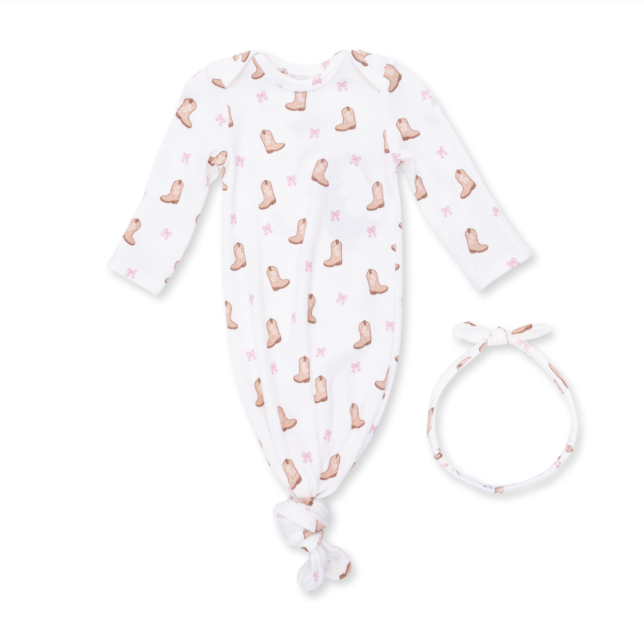Mini Cowgirl Boots - Knotted Gown and Knot Headband