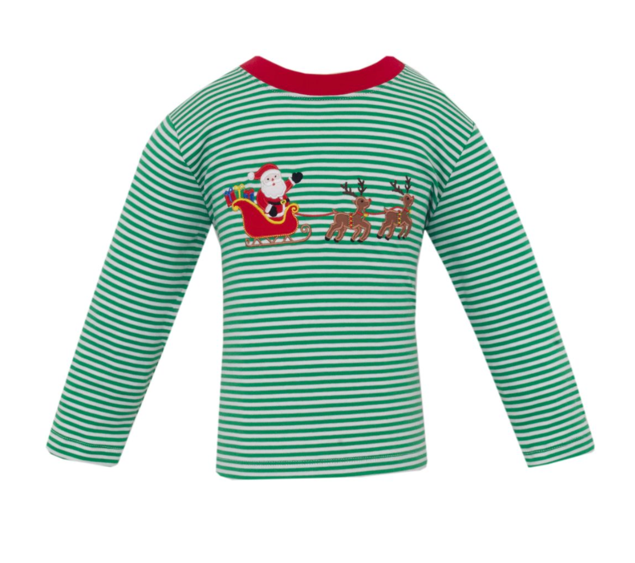 SANTA W/ SLEDGE - Green knit stripe  T-shirt