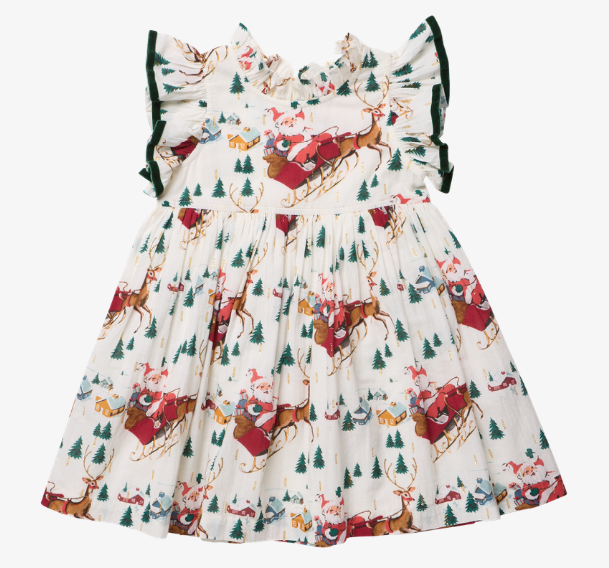 Girls Jennifer Dress - Santa Sleigh