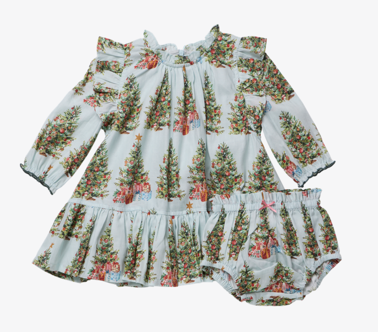 Baby Girls Harper Dress Set - Trees and Presents