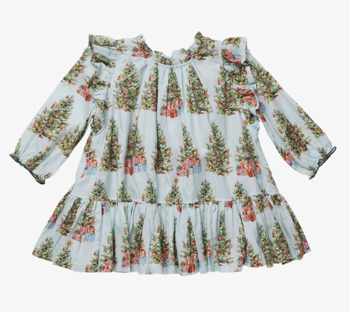 Girls Harper Dress - Trees and Presents