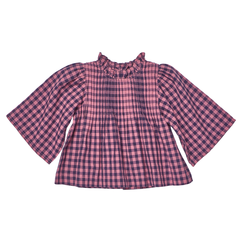 Girls Jaipur Top - Pink Blue Check
