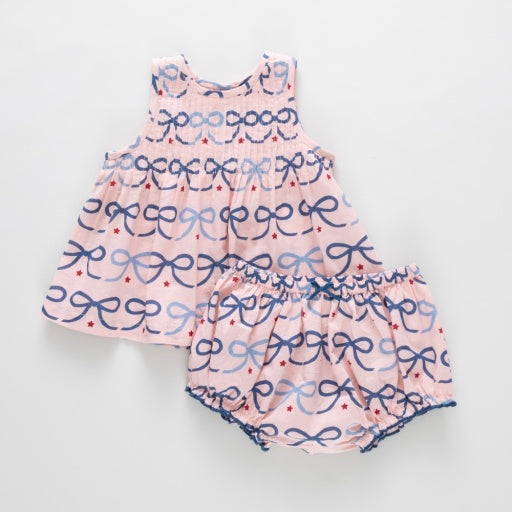 baby girls jaipur 2-pc set - pink bows