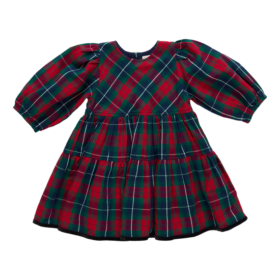 Girls Maribelle Dress - Red Tartan