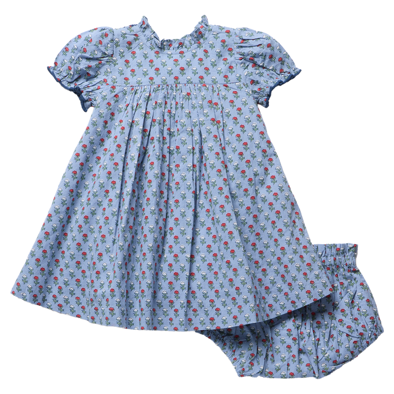 Baby Girls Lucia Dress Set - Light Blue Carnation