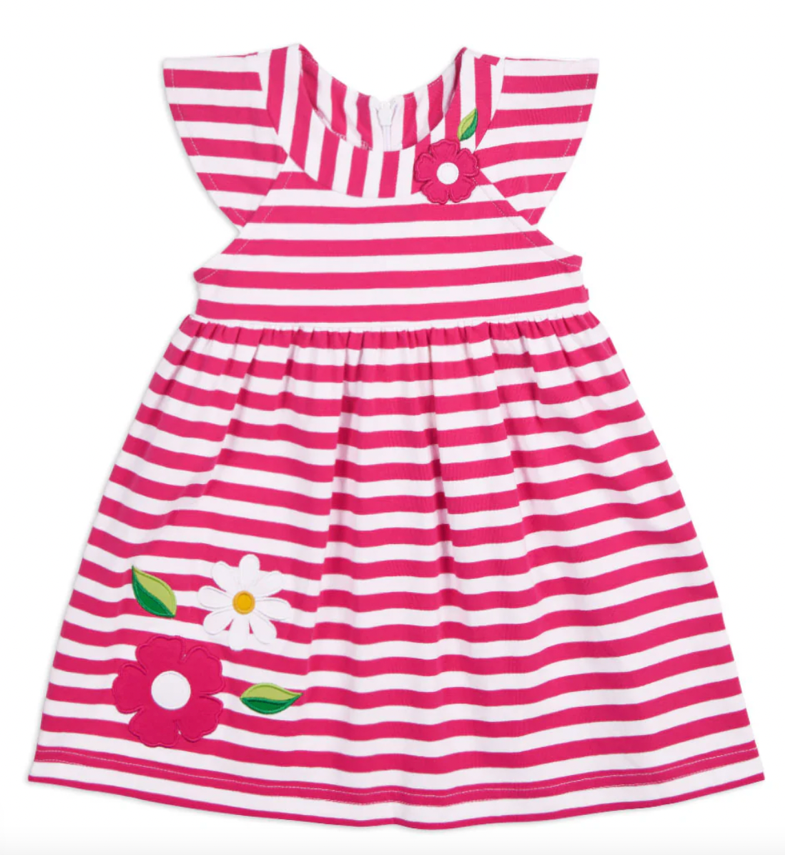 Stripe Knit Dress With Flowers 2T-6X
