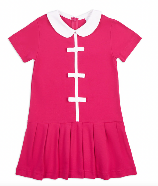 Knit Dress With Pleated Skirt And Bows