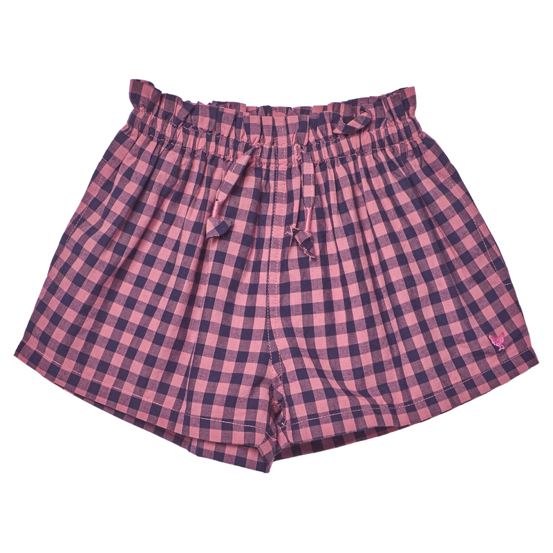 Girls Theodore Short - Pink Blue Check