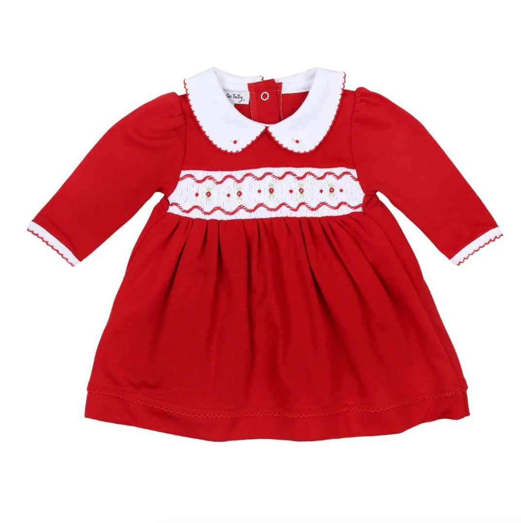 Clara and Caden Smocked L/S Dress Set