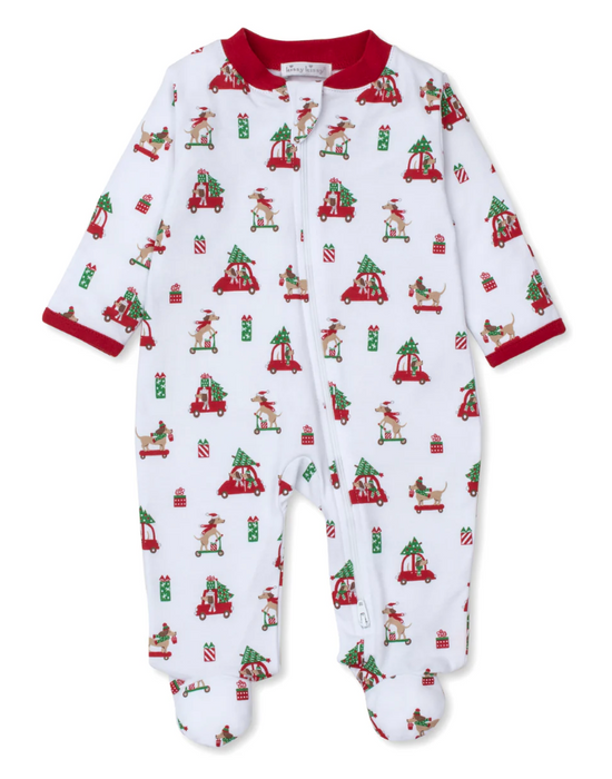 Christmas Pups Footie w/ Zip Prt