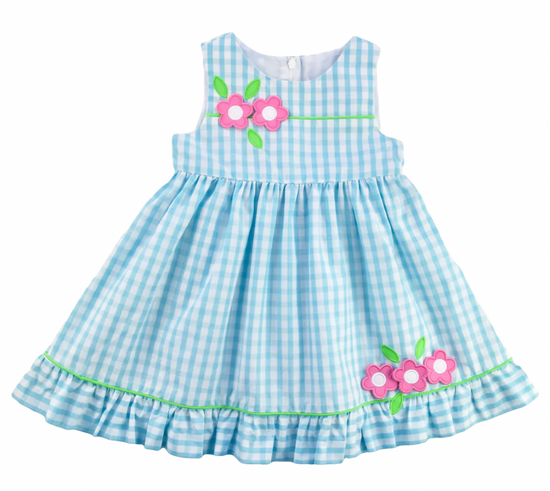 Check Dress With Flowers 2T-6X