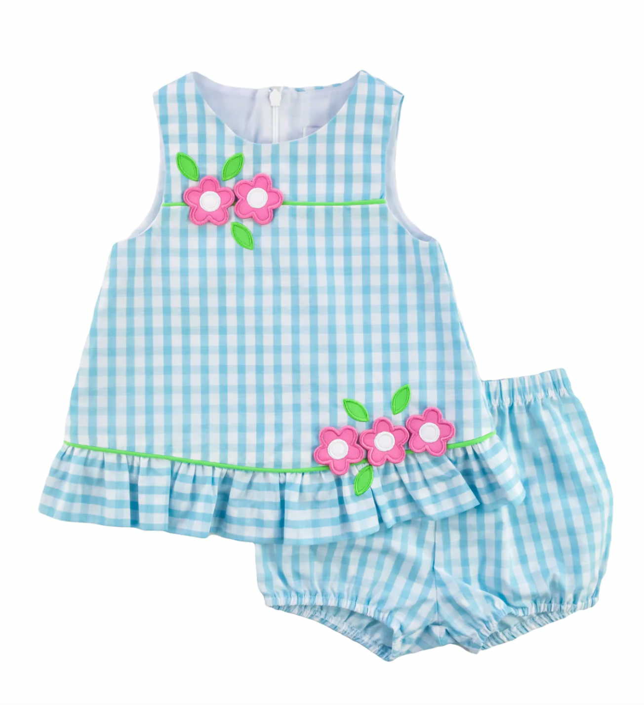 Check Dress And Bloomer With Flowers 6M-24M