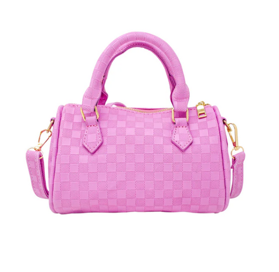 Checkered Canvas Duffle Handbag