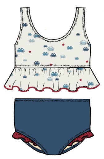 girls palmer tankini - small crabs