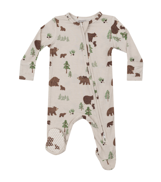 Brown bears 2 way zipper footie