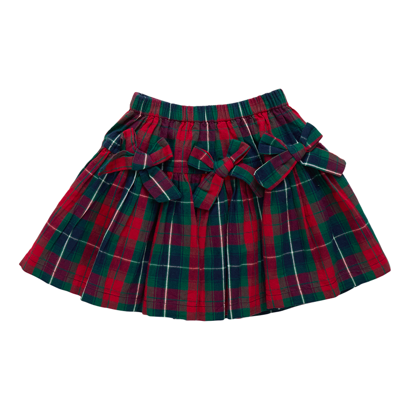 Girls Maribelle Bow Skirt - Red Tartan