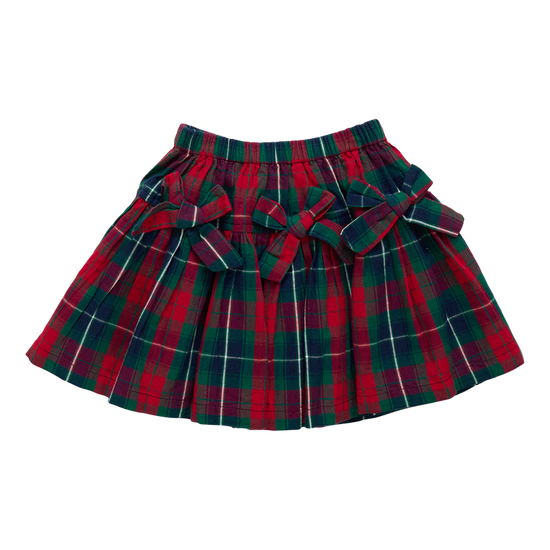 Girls Maribelle Bow Skirt - Red Tartan