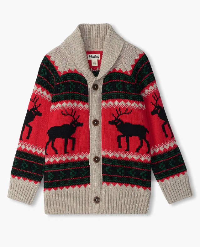 Holiday Elks Shawl Collar Cardigan